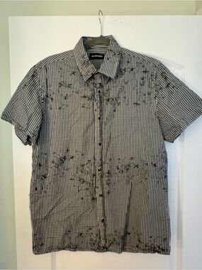 Reflex Black and White Micro-Check Short Sleeve Button-Down Shirt